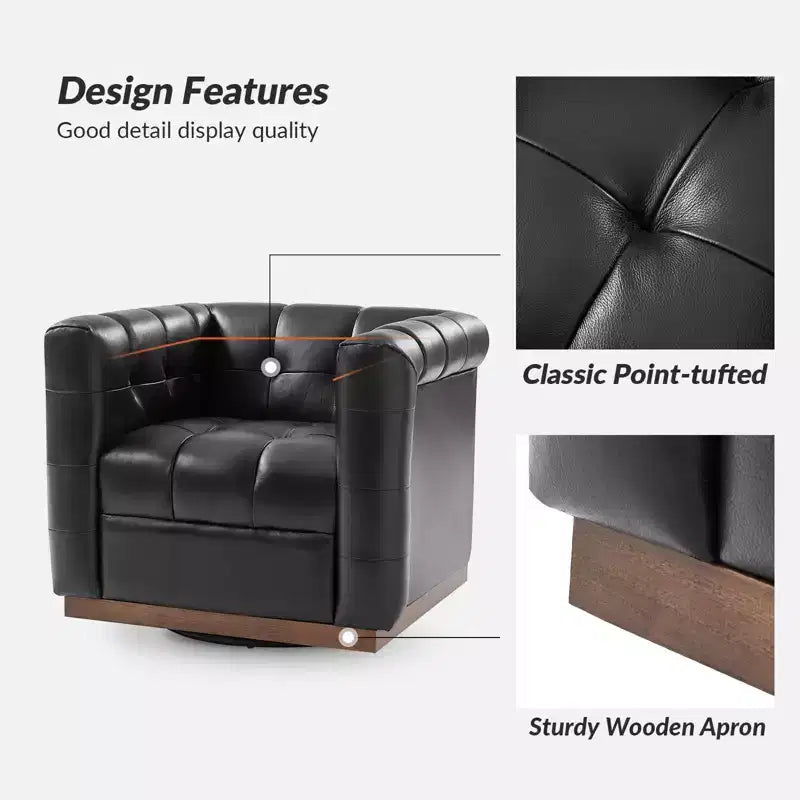 Poltrona girevole in vera pelle Frankie Modern | HULALA HOME