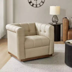 Poltrona girevole in vera pelle Frankie Modern | HULALA HOME