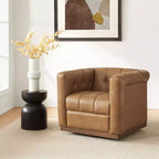 Poltrona girevole in vera pelle Frankie Modern | HULALA HOME