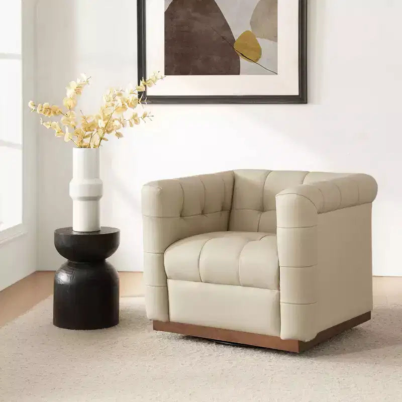Poltrona girevole in vera pelle Frankie Modern | HULALA HOME
