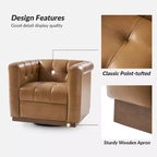 Poltrona girevole in vera pelle Frankie Modern | HULALA HOME