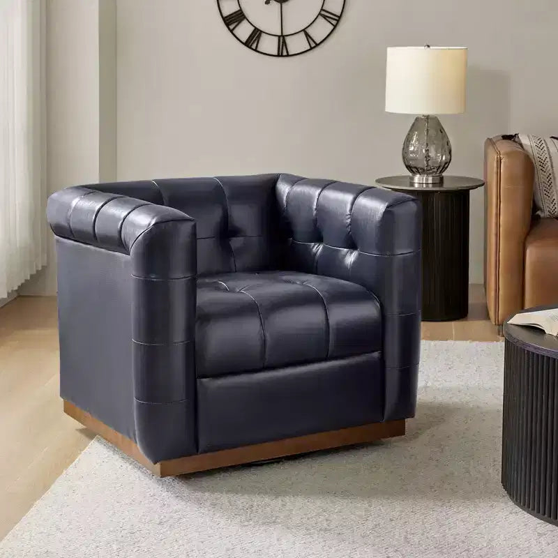Poltrona girevole in vera pelle Frankie Modern | HULALA HOME