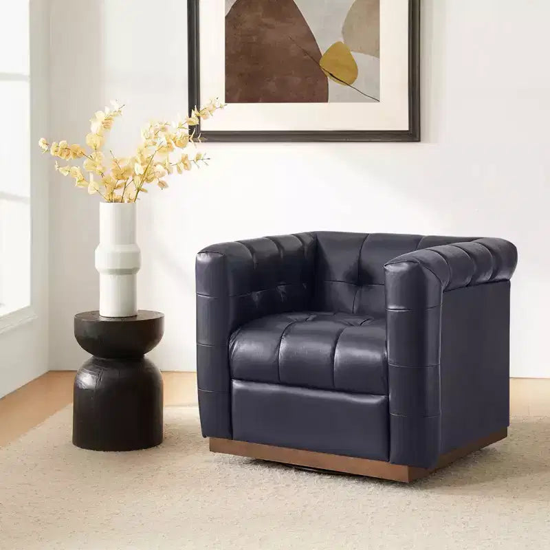 Poltrona girevole in vera pelle Frankie Modern | HULALA HOME