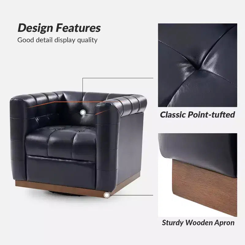 Poltrona girevole in vera pelle Frankie Modern | HULALA HOME