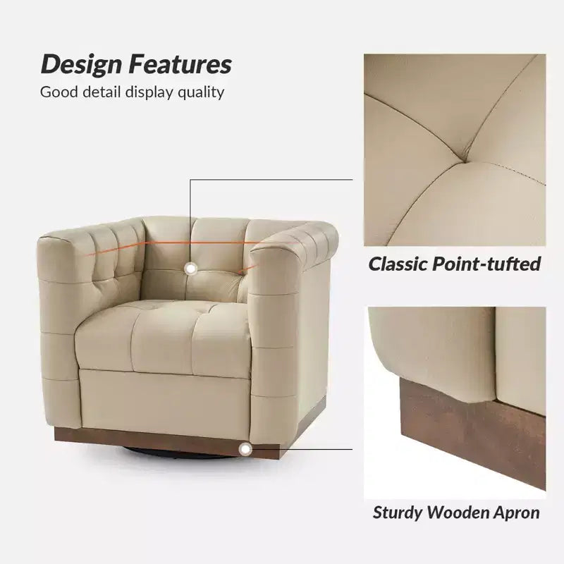 Poltrona girevole in vera pelle Frankie Modern | HULALA HOME