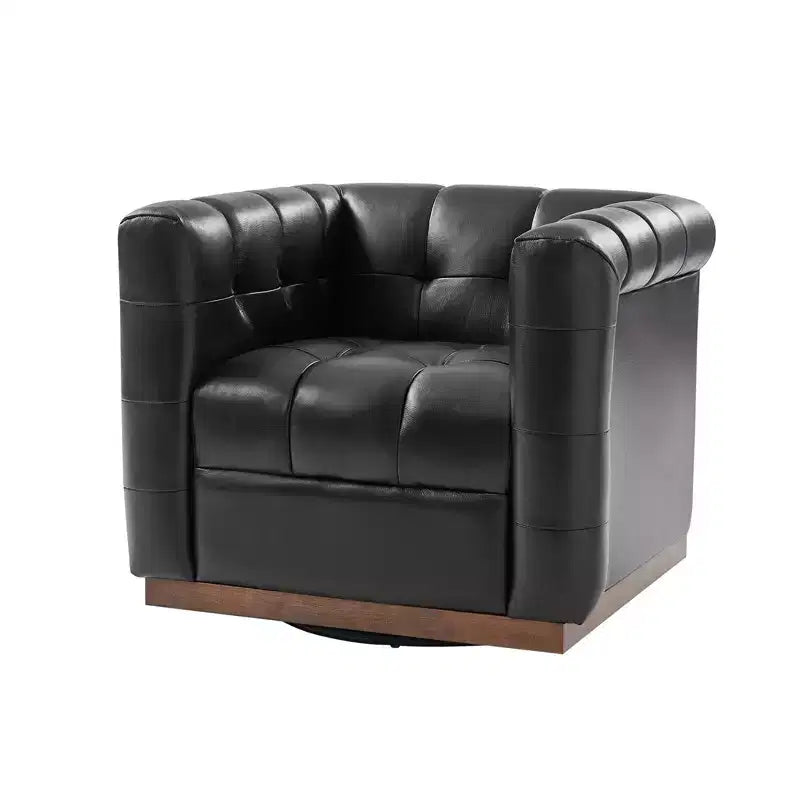Poltrona girevole in vera pelle Frankie Modern | HULALA HOME