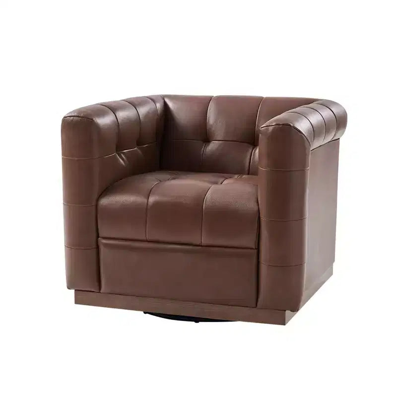 Poltrona girevole in vera pelle Frankie Modern | HULALA HOME