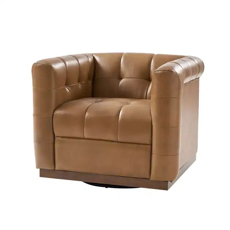 Poltrona girevole in vera pelle Frankie Modern | HULALA HOME