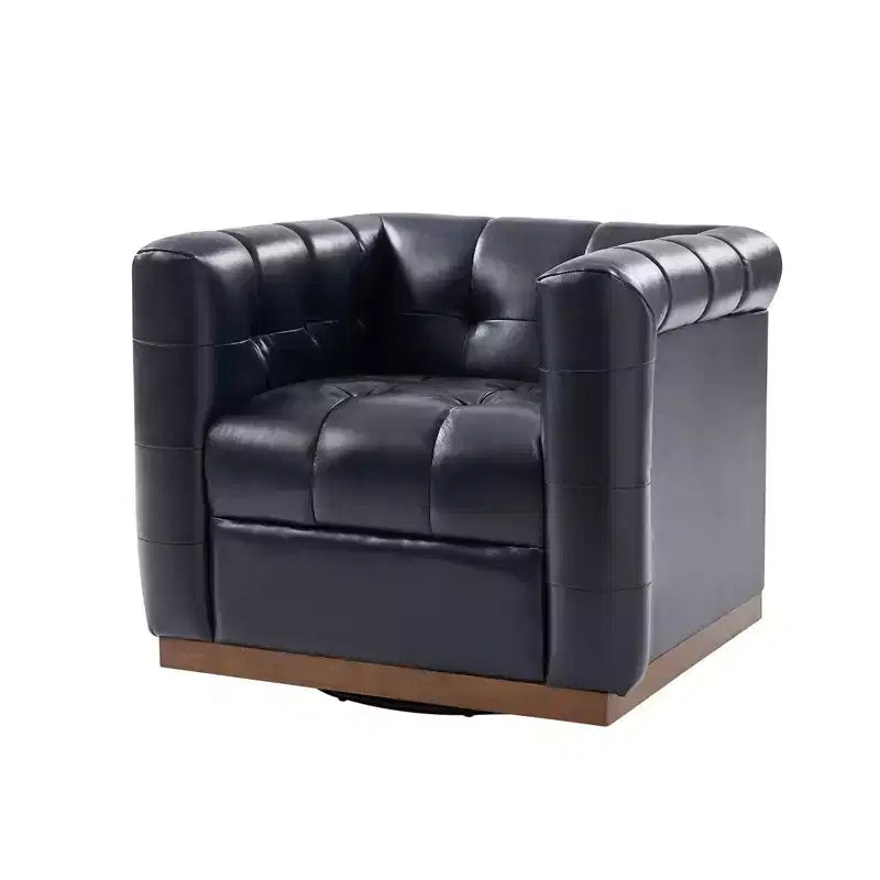 Poltrona girevole in vera pelle Frankie Modern | HULALA HOME