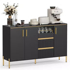 VASAGLE Buffet Cabinet with Storage, Sideboard Storage Cabinet, Kitchen Cabinet with Drawers, Adjustable Shelf, Tray, Ink Black
