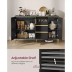 VASAGLE Credenza con Mobile Contenitore, Mobile Contenitore a Buffet, Mobile da Cucina con Cassetti, Scaffale Regolabile, Vassoio, Nero Inchiostro
