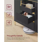 VASAGLE Credenza con Mobile Contenitore, Mobile Contenitore a Buffet, Mobile da Cucina con Cassetti, Scaffale Regolabile, Vassoio, Nero Inchiostro