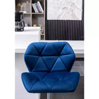 Roundhill Furniture Sgabello da bar Breni, girevole e regolabile in altezza, trapuntato in velluto effetto diamante, blu, set da 2