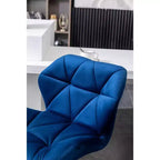 Roundhill Furniture Sgabello da bar Breni, girevole e regolabile in altezza, trapuntato in velluto effetto diamante, blu, set da 2