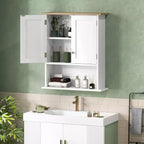 HOMCOM Mobiletto da Bagno da Parete Sopra il Water, Mobiletto da Bagno Moderno a Muro con 2 Ante, Ripiano Regolabile, Bianco
