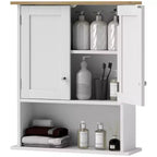 HOMCOM Mobiletto da Bagno da Parete Sopra il Water, Mobiletto da Bagno Moderno a Muro con 2 Ante, Ripiano Regolabile, Bianco