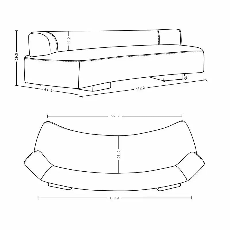 Manhattan Comfort Set Divano Verandah Chenille Imbottito 2 pz da 112" e Divano da 90.6"