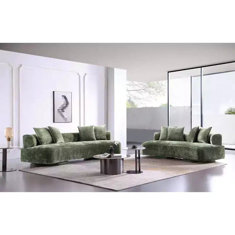 Manhattan Comfort Set Divano Verandah Chenille Imbottito 2 pz da 112" e Divano da 90.6"