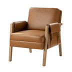 Poltrona in similpelle stile rustico con gambe in legno massello