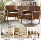 Poltrona in similpelle stile rustico con gambe in legno massello