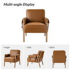 Poltrona in similpelle stile rustico con gambe in legno massello
