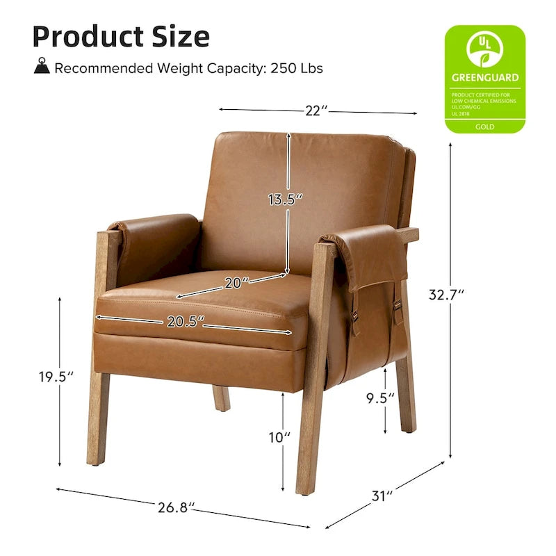 Poltrona in similpelle stile rustico con gambe in legno massello