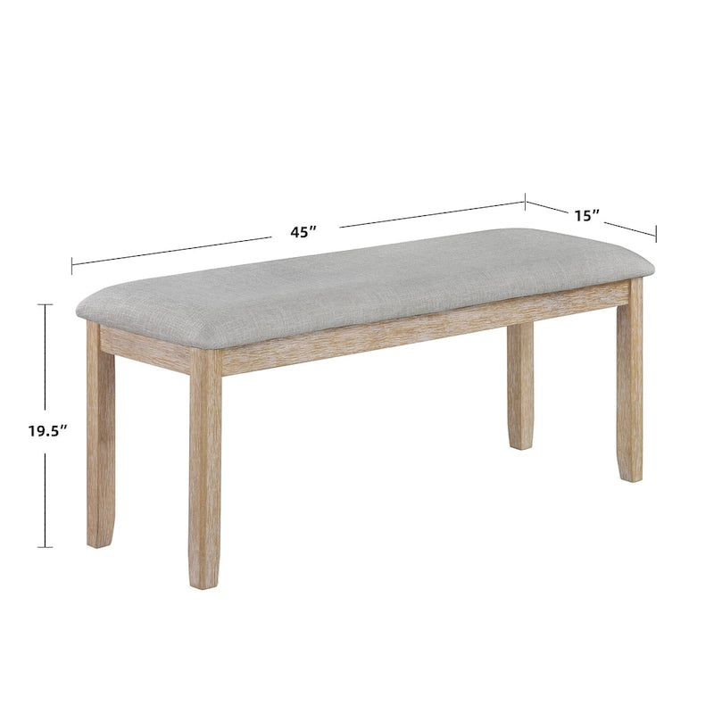 Set da pranzo minimalista in rovere da 60 cm a 6 pezzi (1 tavolo da pranzo + 4 sedie imbottite + 1 panca)