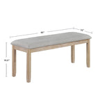 Set da pranzo minimalista in rovere da 60 cm a 6 pezzi (1 tavolo da pranzo + 4 sedie imbottite + 1 panca)