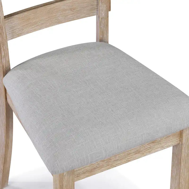 Set da pranzo minimalista in rovere da 60 cm a 6 pezzi (1 tavolo da pranzo + 4 sedie imbottite + 1 panca)