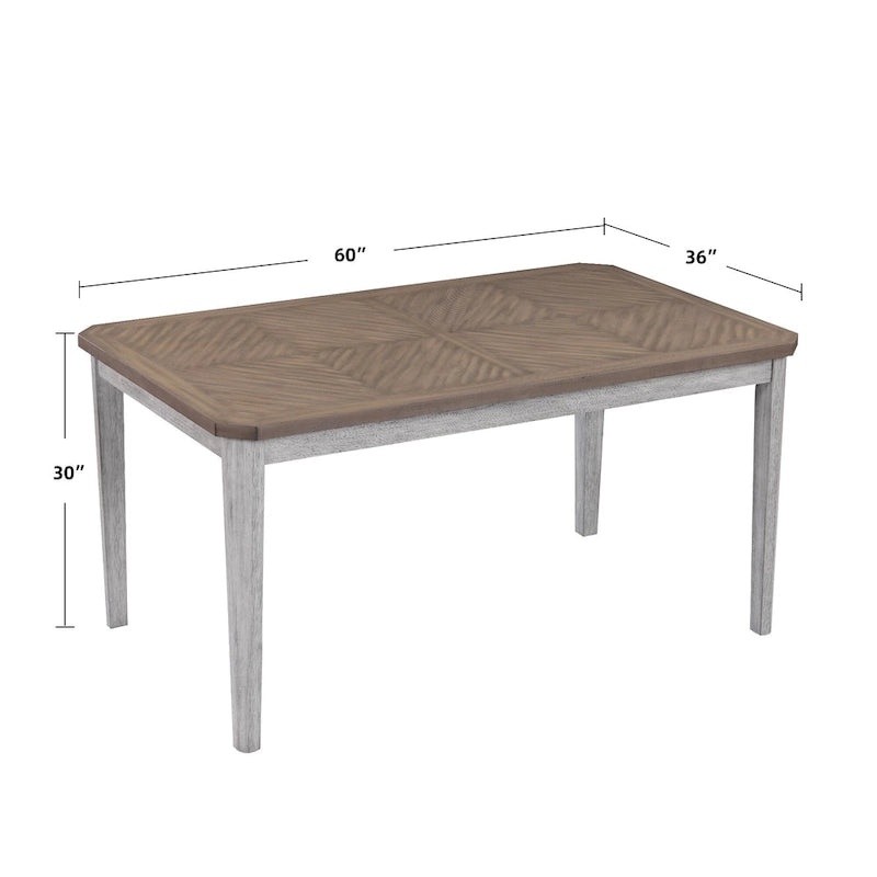 Set da pranzo minimalista in rovere da 60 cm a 6 pezzi (1 tavolo da pranzo + 4 sedie imbottite + 1 panca)