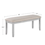 Set da pranzo minimalista in rovere da 60 cm a 6 pezzi (1 tavolo da pranzo + 4 sedie imbottite + 1 panca)