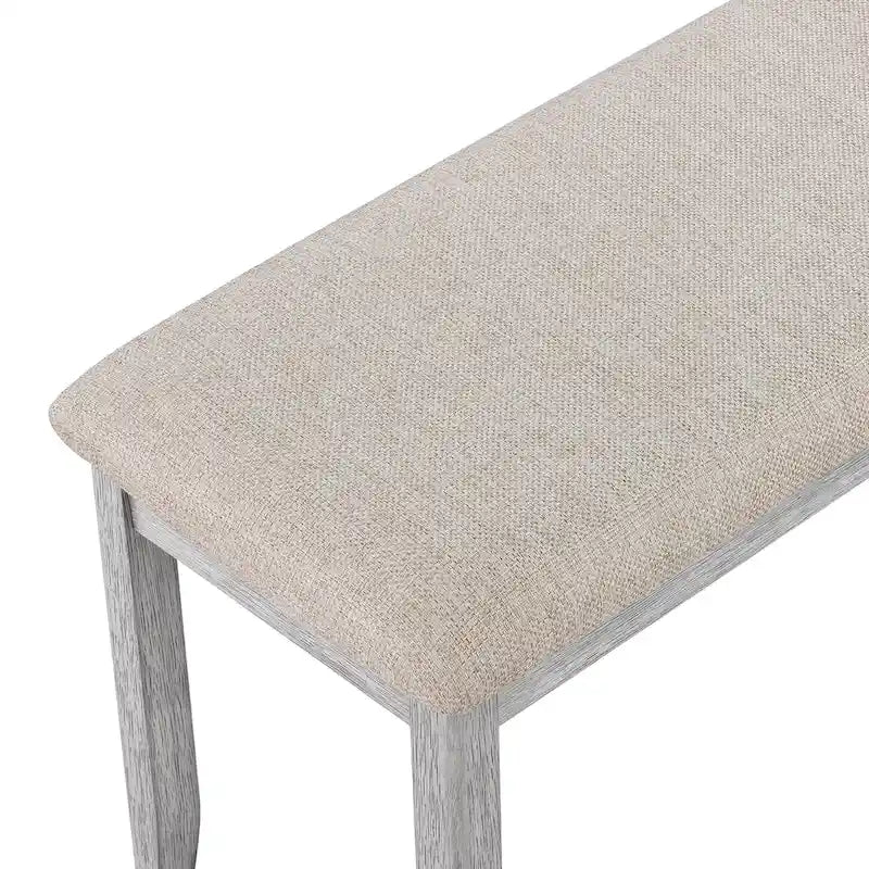 Set da pranzo minimalista in rovere da 60 cm a 6 pezzi (1 tavolo da pranzo + 4 sedie imbottite + 1 panca)