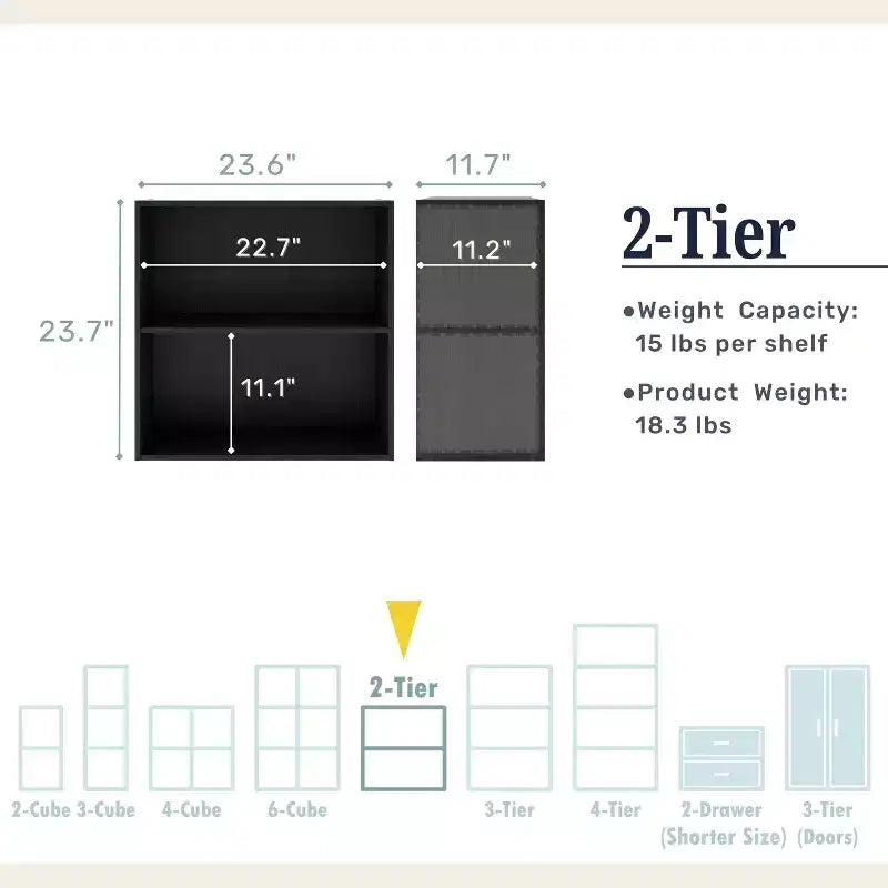 24/7 Shop At Home Libreria Moderna Silkpath a 2 Ripiani Impilabile e Modulare da 23,7"