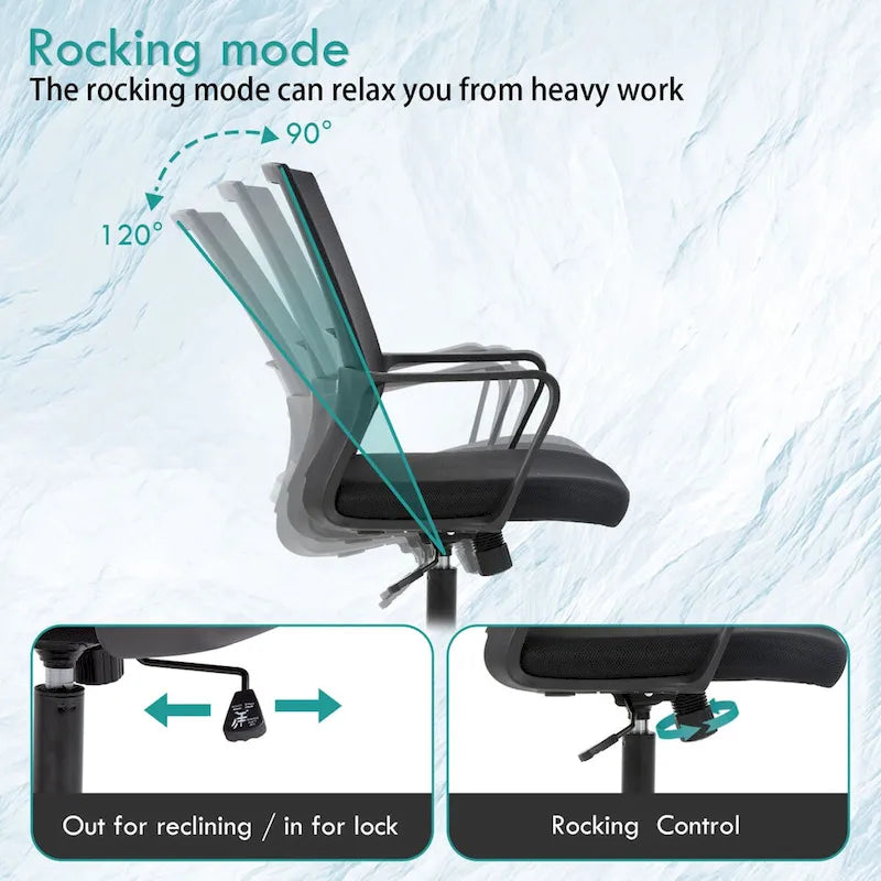 Sedia da ufficio girevole ergonomica moderna regolabile in altezza con supporto lombare