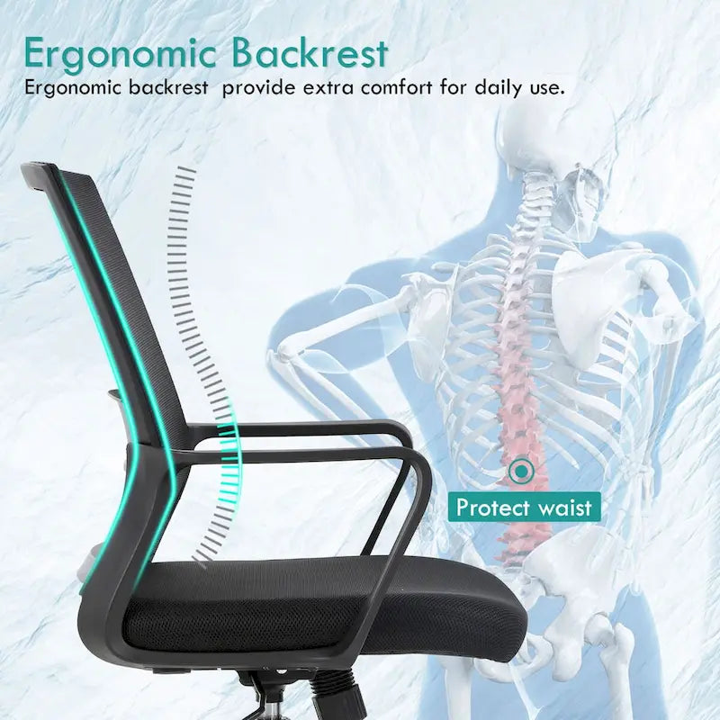 Sedia da ufficio girevole ergonomica moderna regolabile in altezza con supporto lombare