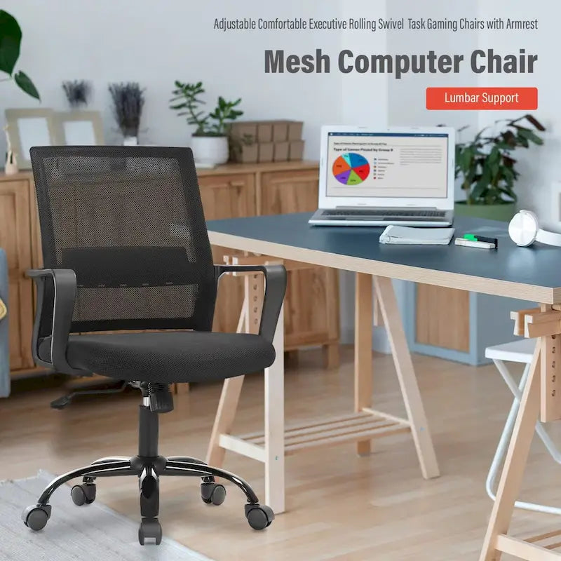 Sedia da ufficio girevole ergonomica moderna regolabile in altezza con supporto lombare