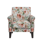 Poltrona con braccioli arrotolati tradizionali Handy Living Janet con borchie in peltro e motivo floreale