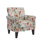 Poltrona con braccioli arrotolati tradizionali Handy Living Janet con borchie in peltro e motivo floreale