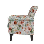 Poltrona con braccioli arrotolati tradizionali Handy Living Janet con borchie in peltro e motivo floreale