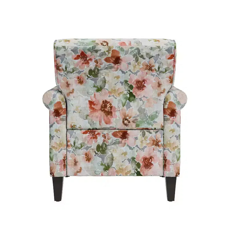 Poltrona con braccioli arrotolati tradizionali Handy Living Janet con borchie in peltro e motivo floreale