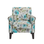 Poltrona con braccioli arrotolati tradizionali Handy Living Janet con borchie in peltro e motivo floreale
