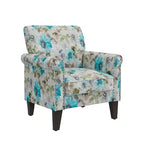 Poltrona con braccioli arrotolati tradizionali Handy Living Janet con borchie in peltro e motivo floreale