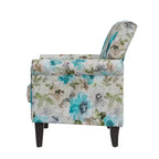 Poltrona con braccioli arrotolati tradizionali Handy Living Janet con borchie in peltro e motivo floreale