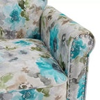 Poltrona con braccioli arrotolati tradizionali Handy Living Janet con borchie in peltro e motivo floreale