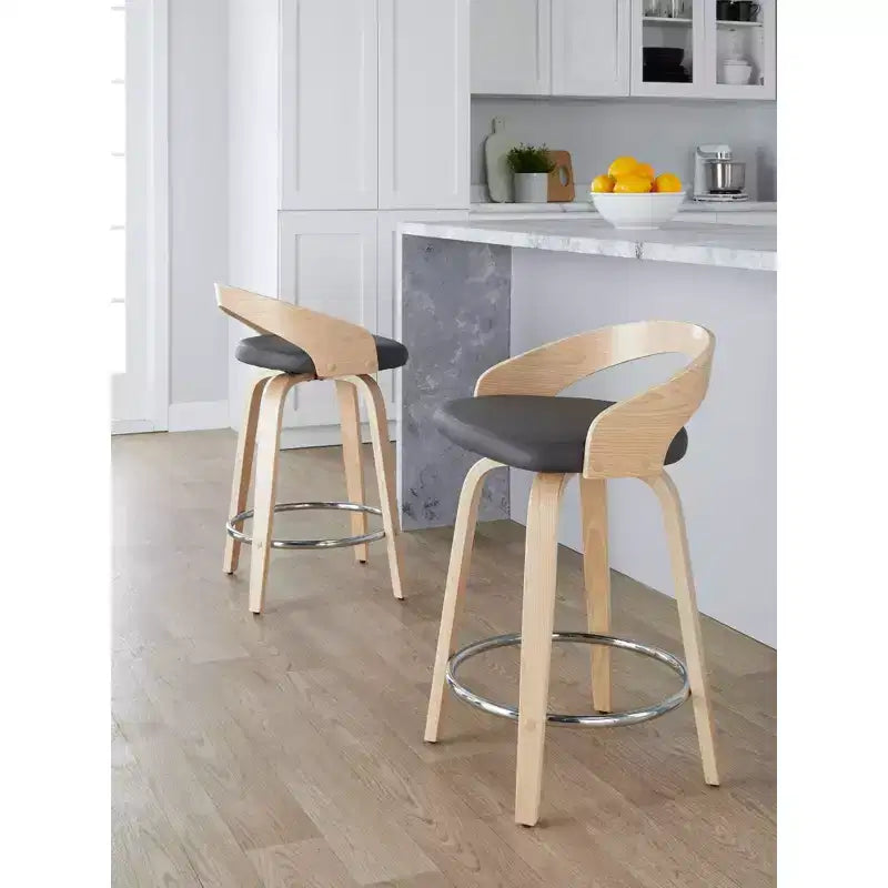 Sgabelli da bar girevoli LumiSource Grotto, altezza bancone, set da 2, 61 cm