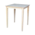 International Concepts Square Solid Wood Counter Height Table with Shaker Legs Unfinished