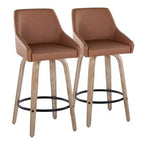 LumiSource Set di 2 Sgabelli Hannah Altezza Bancone Legno Bianco Anticatura