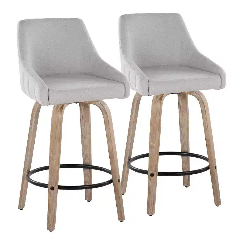 LumiSource Set di 2 Sgabelli Hannah Altezza Bancone Legno Bianco Anticatura