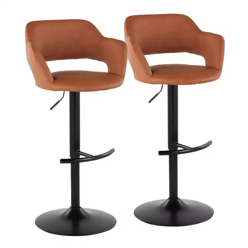 LumiSource Set di 2 Sgabelli da Bar Regolabili Margarite in PU Nero