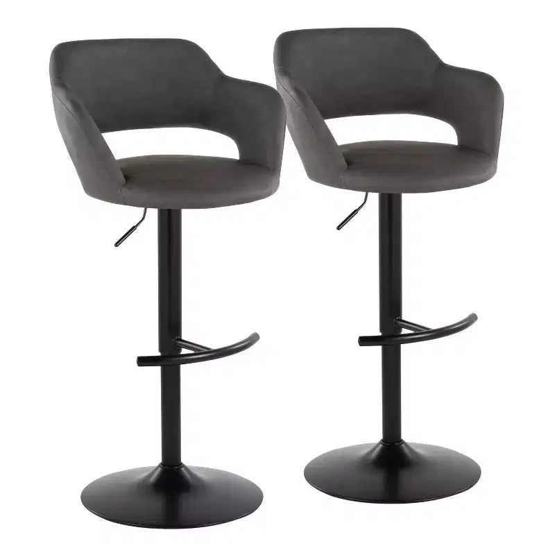LumiSource Set di 2 Sgabelli da Bar Regolabili Margarite in PU Nero